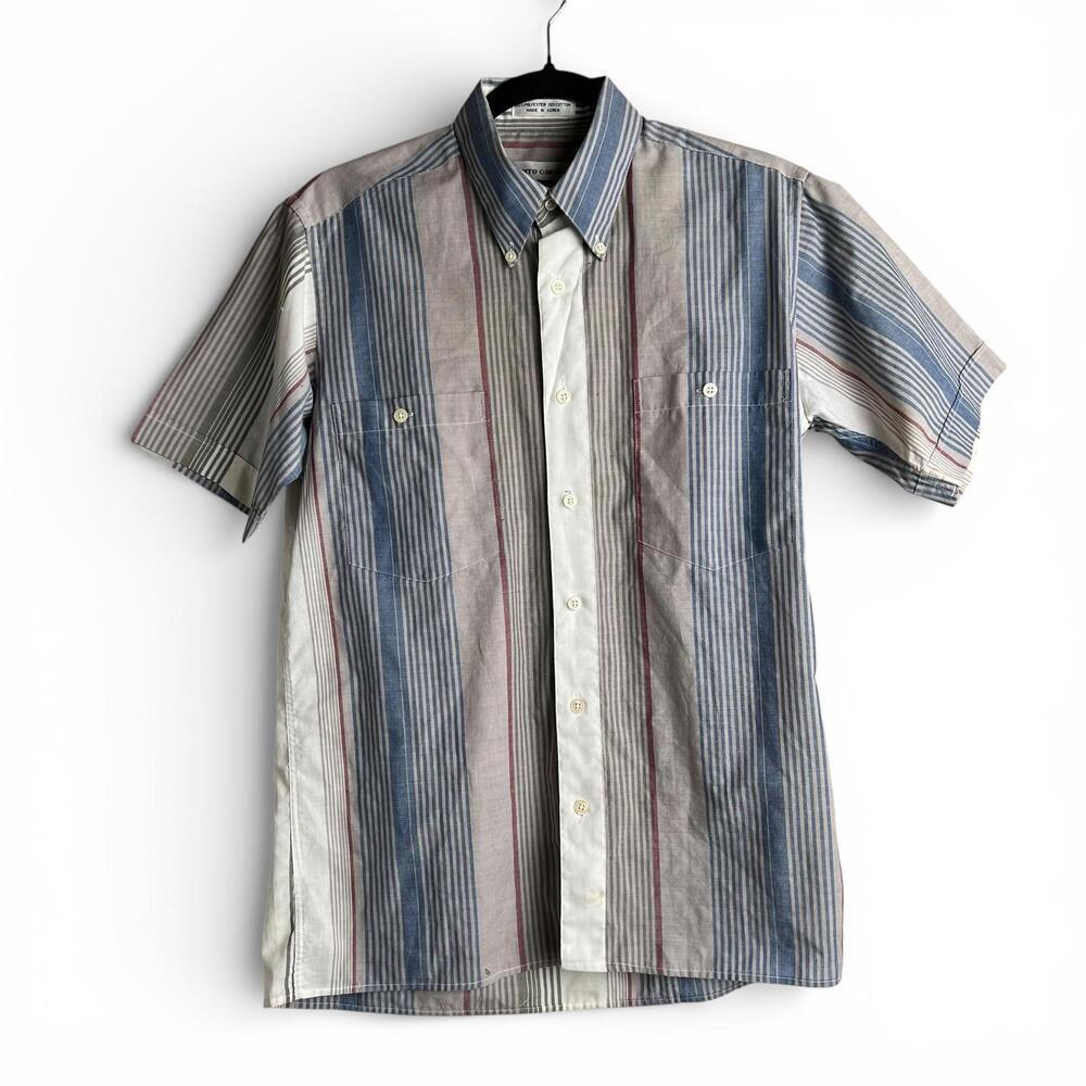Vintage 90s Pierre Cardin Short Sleeve Striped Button-Up Shirt